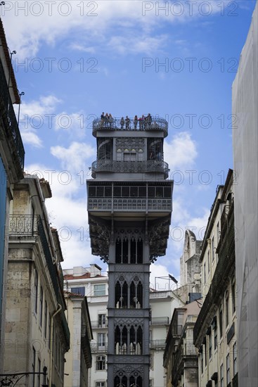 The historic Santa Justa lift, city, connection, tourism, travel, city trip, mobility, mobile, journey, holiday, lift, building, historic, old, urban, tower, attraction, architecture, urban planning, construction, capital, Lisbon, Portugal, Europe
