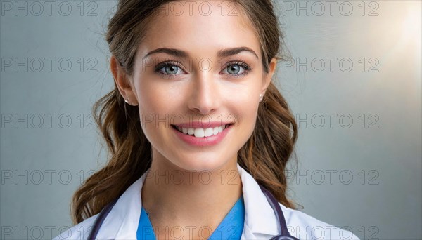 KI generated, An attractive female doctor in hospital, Portrait, 30, 35, years