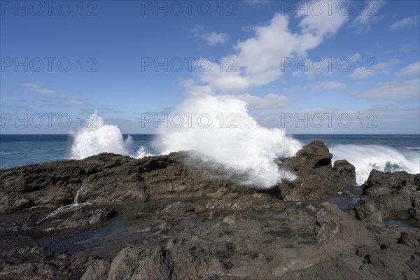 Surf at Los Hervideros, Lanzarote, Canary Islands, Spain, Europe