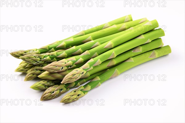 Raw green asparagus vegetables on white background. KI generiert, generiert AI generated