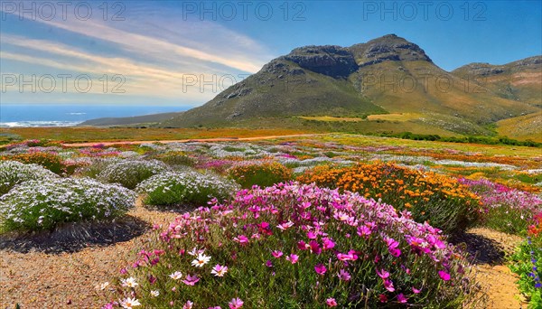 KI generated, The desert in Namaqualand blooms in August and September each year, Namibia, Africa