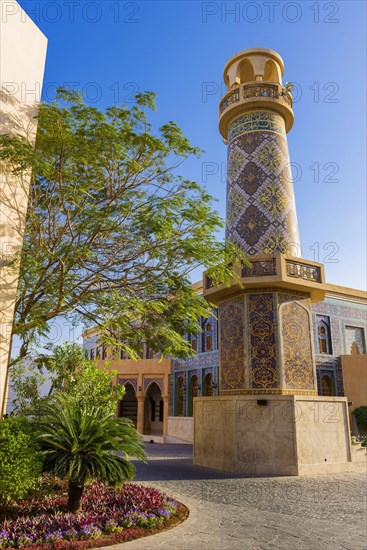 The Katara Mosque in the Katara Cultural Centre of Doha, church, church tower, wealth, Orient, Muslim, culture, cultural village, sacred building, faith, pray, prayer house, oriental, oil, wealth, travel, holiday, tourism, architecture, building, tradition, religion, world religion, history, Muslim, Arabic, cultural history, Islam, Doha, Qatar, Asia