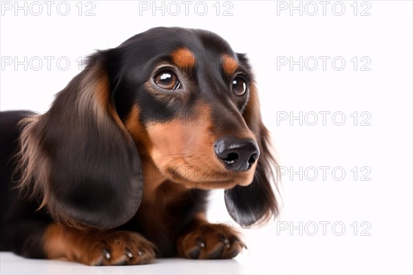 Portrait of Dachshund on white background. KI generiert, generiert AI generated