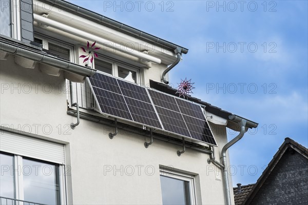 Balcony power station on a house in Monheim am Rhein, Germany, Europe