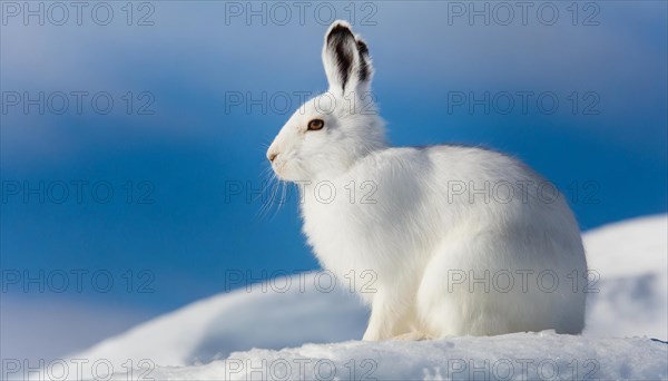 AI generated, A snow hare in winter, (lepus timidus)