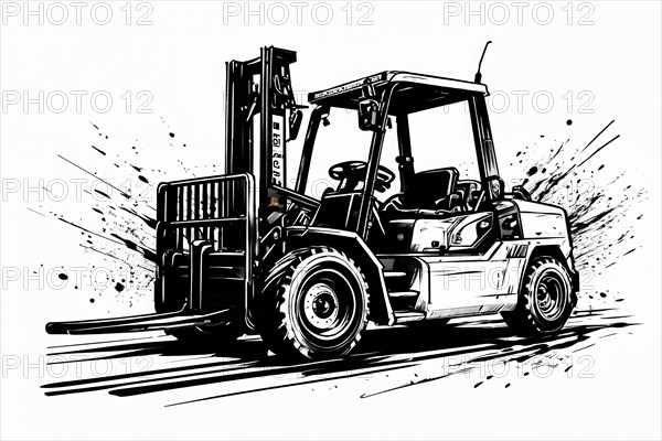 Lineart picture forklift, AI generated