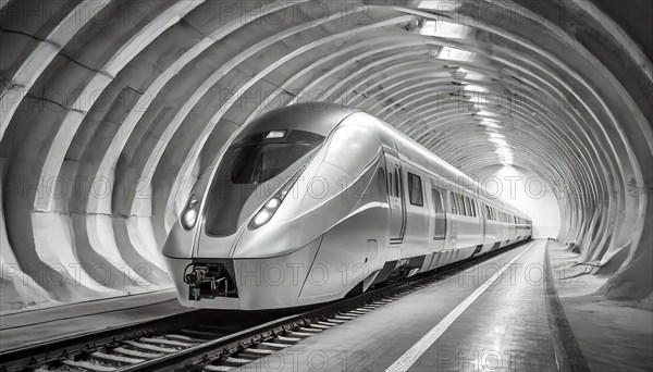 AI generated, A modern train in the tunnel, LeShuttle, Eurotunnel, France-London