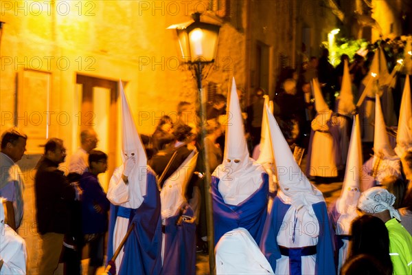 Penitents, Nazarenos, Semana Santa, Procession, Good Friday, Pollenca, Majorca, Balearic Islands, Spain, Europe