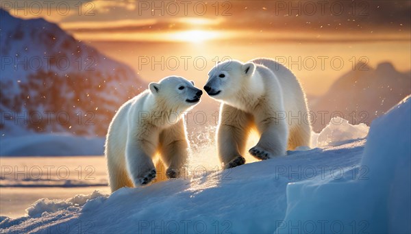 AI generated, Two polar bear (Ursus maritimus), Polar bear, Polar bear