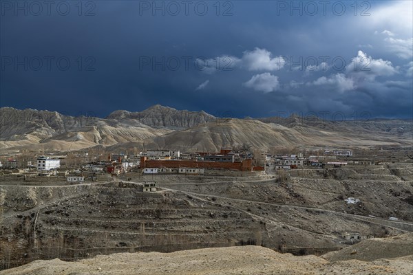 The walled village of Lo Manthang, Kingdom of Mustang, Nepal, Asia