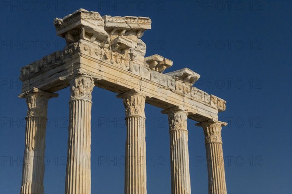 The Temple of Apollo, temple, building, column, ancient, antiquity, historical, history, ruin, acropolis, monument, attraction, landmark, architecture, monument, travel, tourism, culture, stone, cultural history, Mediterranean, blue sky, Antalya, Side, Turkey, Asia