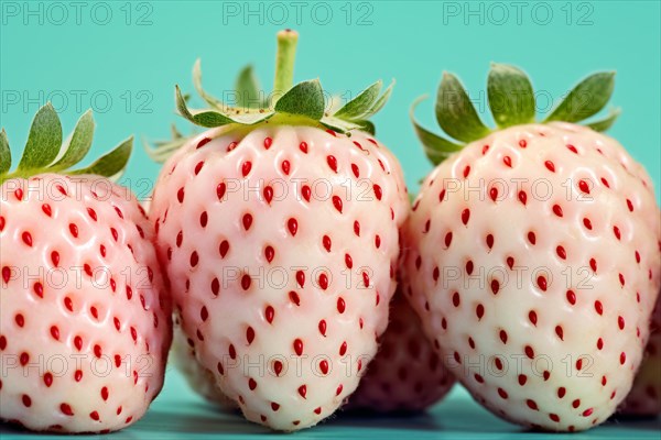 Close up of pale white pineberry fruits, a strawberry cultivar. KI generiert, generiert AI generated