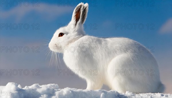 AI generated, A snow hare in winter, (lepus timidus)