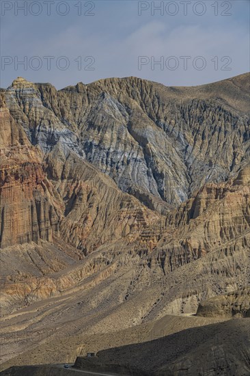 Eroded mountain landscape in the Kingdom of Mustang, Nepal, Asia