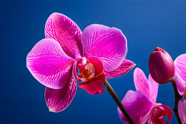Pink orchid elegance highlighted by vibrant-petals pure white backdrop, AI generated