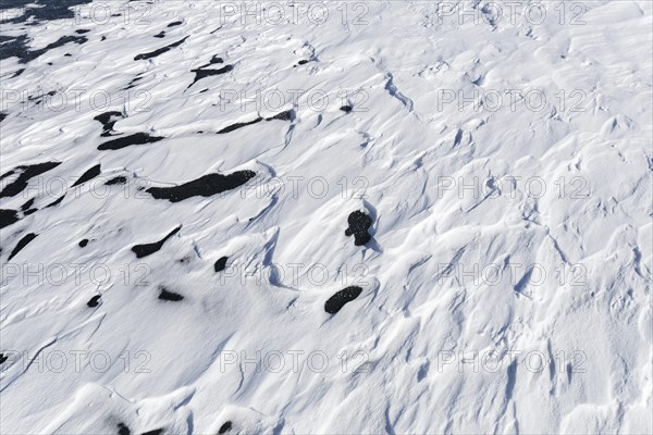 Winter, snow drifts on frozen riverscape, Saint Lawrence River, Province of Quebec, Canada, North America