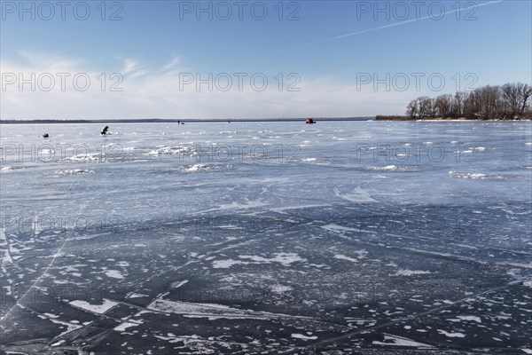 Winter riverscape, ice surface on th Saint Lawrence River, Province of Quebec, Canada, North America