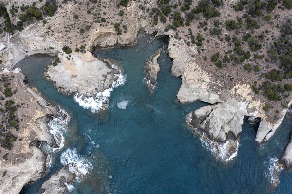 Aerial view of Gerontas Beach, Milos, Cyclades, Greece, Europe