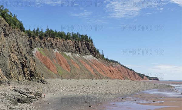 Cliffs, red sandstone, Five Islands Provincial Park, Fundy Bay, Nova Scotia, Canada, North America