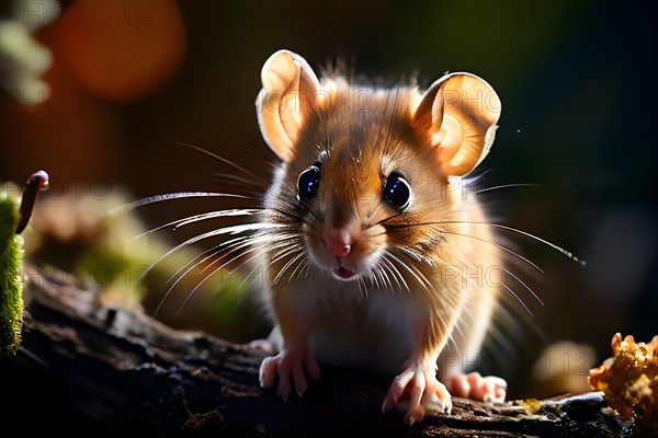 Garden dormouse with large eyes radiating curiosity and wonder, AI generated