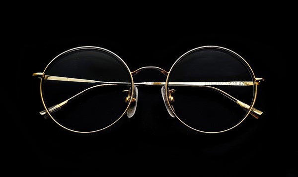 Classic and sleek round metal eyeglasses with minimalistic gold frames AI generated