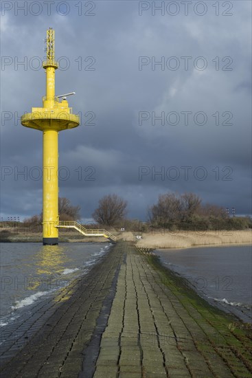 Langluetjen, radar tower, island, dyke, architectural monument, Nordenham, Bremerhaven, Germany, Europe