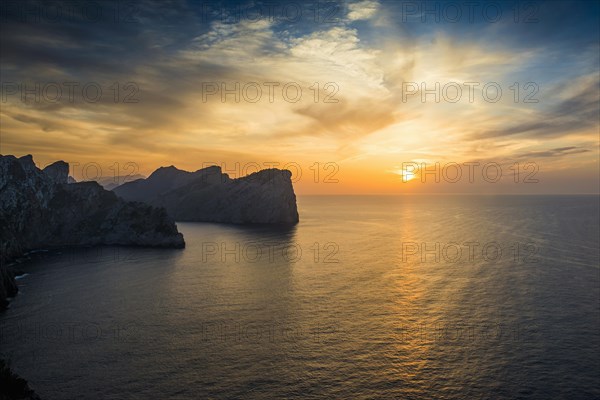 Sunset, Cape Formentor, Port de Pollenca, Serra de Tramuntana, Majorca, Majorca, Balearic Islands, Spain, Europe