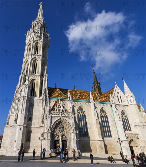 Matthias Church in Fisherman's Bastion, Trinity Square, city trip, church, attraction, building, history, renovation, renovated, monument, religion, city centre, tourism, Eastern Europe, capital city, Budapest, Hungary, Europe