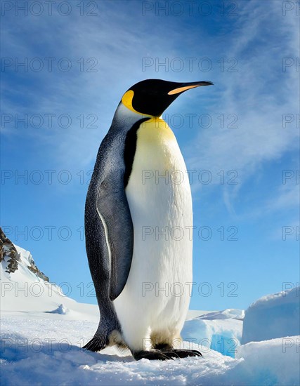 AI generated, Antarctica, snow, ice, winter, king penguin (Aptenodytes patagonicus), Antarctica