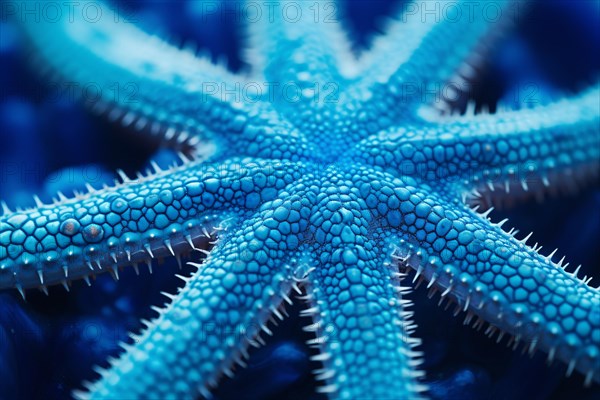 Close up of blue starfish. KI generiert, generiert AI generated