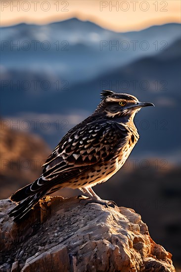 European nightjar perched on a smooth rock, AI generated