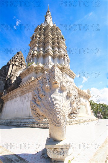 Naga scultpure in Phnom Srey and Phnom Pros Temple in Kampong Cham, Cambodia, Asia