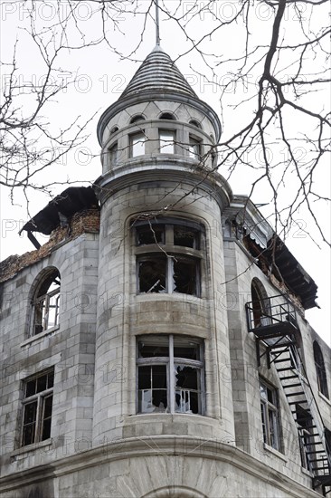 Architecture, historic building destroyed by fire, Montreal, Province of Quebec, Canada, North America