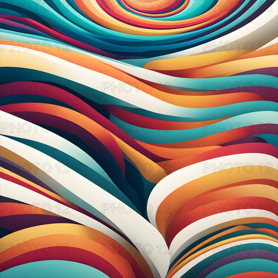 Animation incorporating vibrant colors in swirling playful patterns conveying movement, AI generated