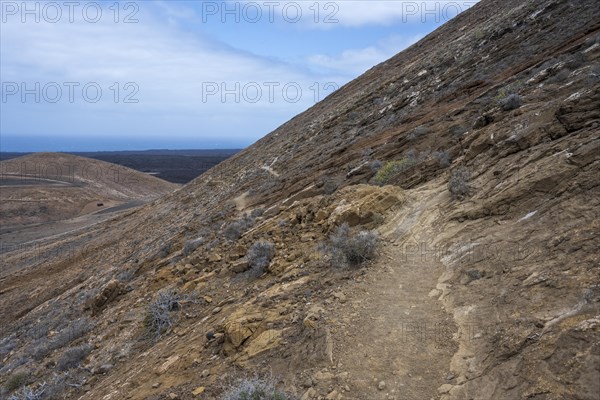 Hiking trail to Caldera Blanca, Lanzarote, Canary Islands, Spain, Europe