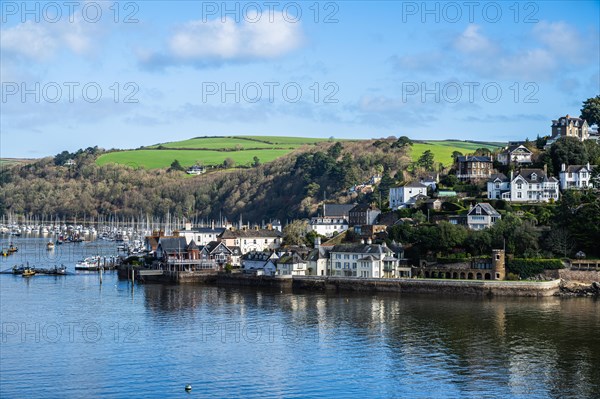 View of Kingswear from Dartmouth over River Dart, Devon, England, United Kingdom, Europe