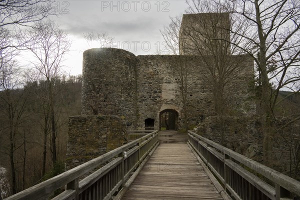 Dobra castle ruins, Dobra reservoir, Waldviertel, Lower Austria, Austria, Europe