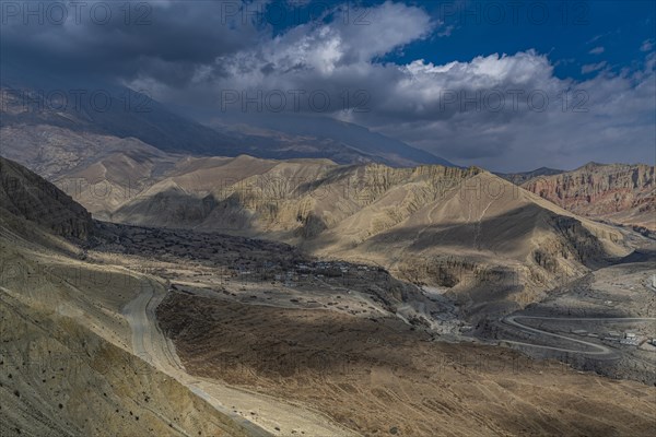 Eroded mountain landscape in the Kingdom of Mustang, Nepal, Asia