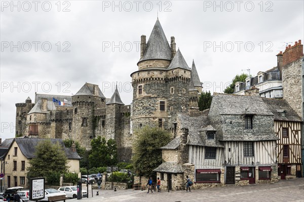 Town view and castle, Vitre, Brittany, France, Europe