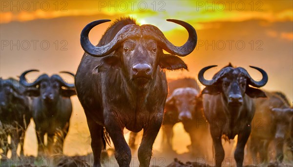 AI generated, African cape buffalo, (Synerus caffer)