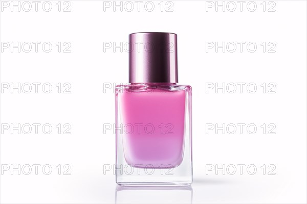 Single bottle of pink nail polish on white background. KI generiert, generiert AI generated