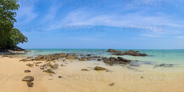 Beach landscape at Silent beach in Khao lak, beach, sandy beach, beach holiday, holiday, travel, tourism, sea, seascape, coastal landscape, landscape, rocky, stony, ocean, beach holiday, flora, panorama, clean, clear forest, nature, lonely, empty, nobody, dream beach, beautiful, weather, climate, sunny, sun, paradise, beach paradise, holiday paradise, Thailand, Asia