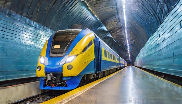 AI generated, A modern train in the tunnel, LeShuttle, Eurotunnel, France-London