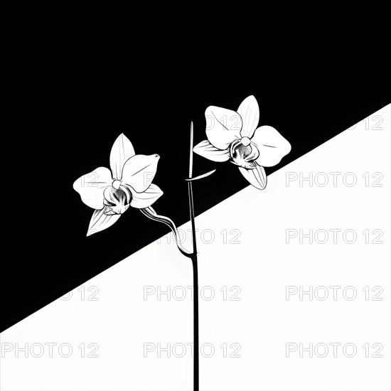 Orchid minimalist line drawing emphasis on form simplicity, AI generated