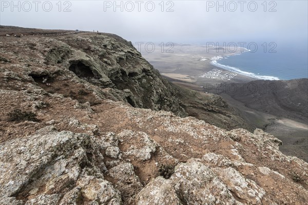 View from the Mirador del Guinate to Playa de Famara, Lanzarote, Canary Islands, Spain, Europe