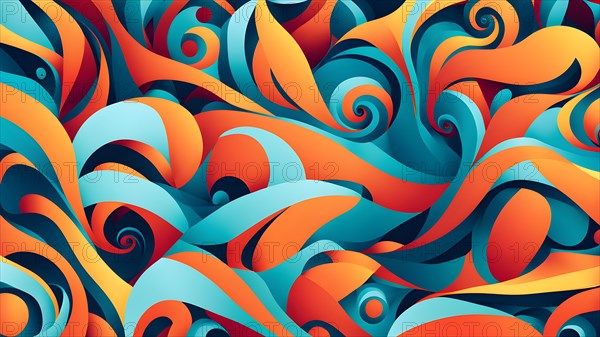 Animation incorporating vibrant colors in swirling playful patterns conveying movement, AI generated