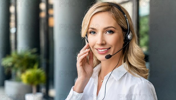 AI generated, An attractive woman works as a call centre agent