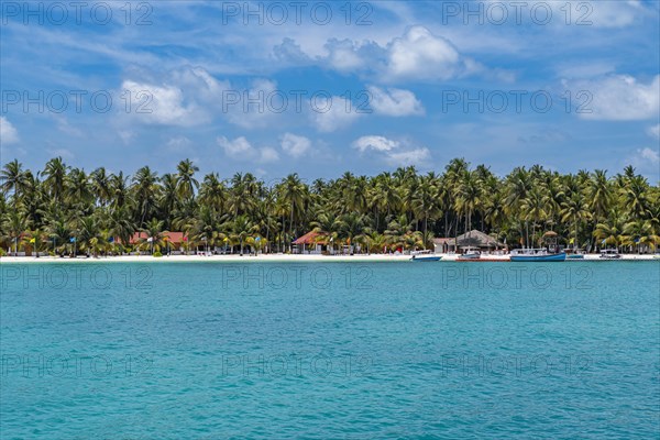 Tourist resort on Bangaram island, Lakshadweep archipelago, Union territory of India