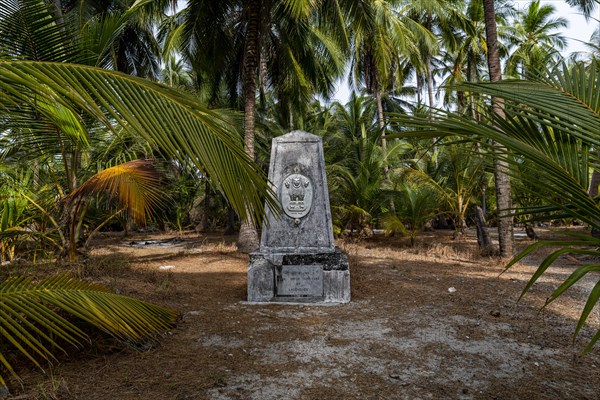 Memorial stone, Parli 1 island, Lakshadweep archipelago, Union territory of India