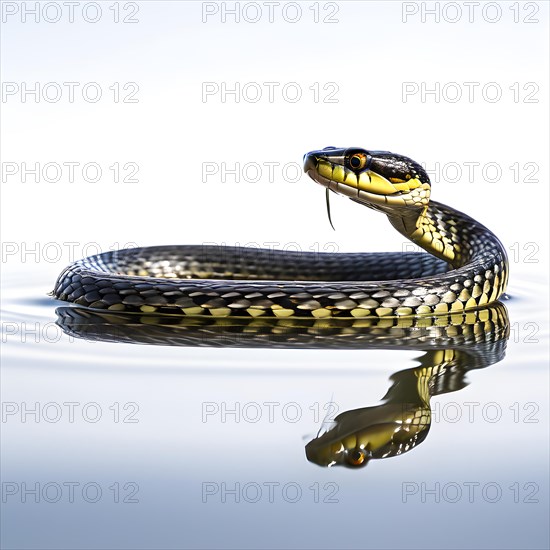 Grass snake swimming muscles visibly tensed, AI generated